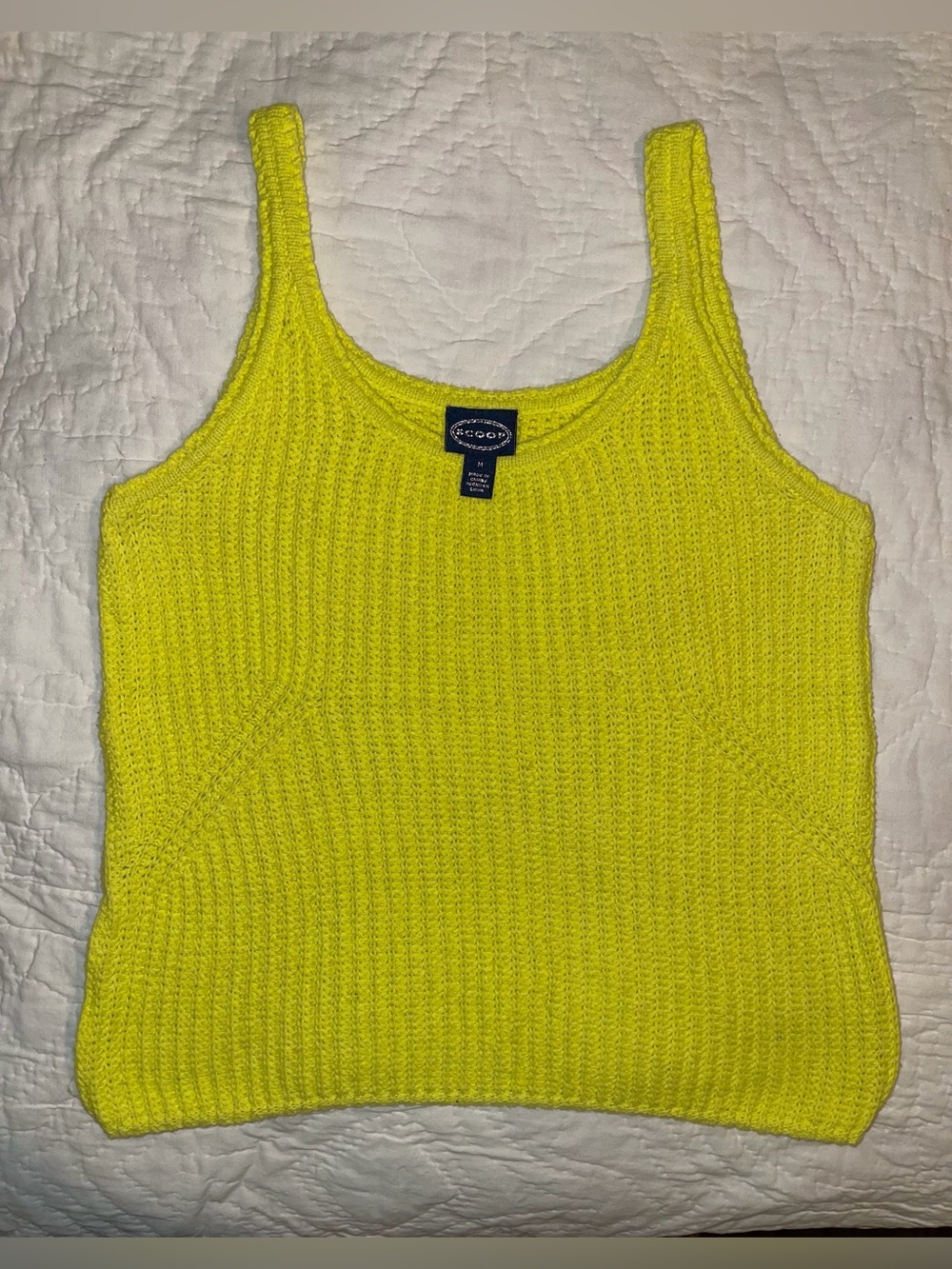 Scoop Neon Yellow Knit Tank Top - Medium